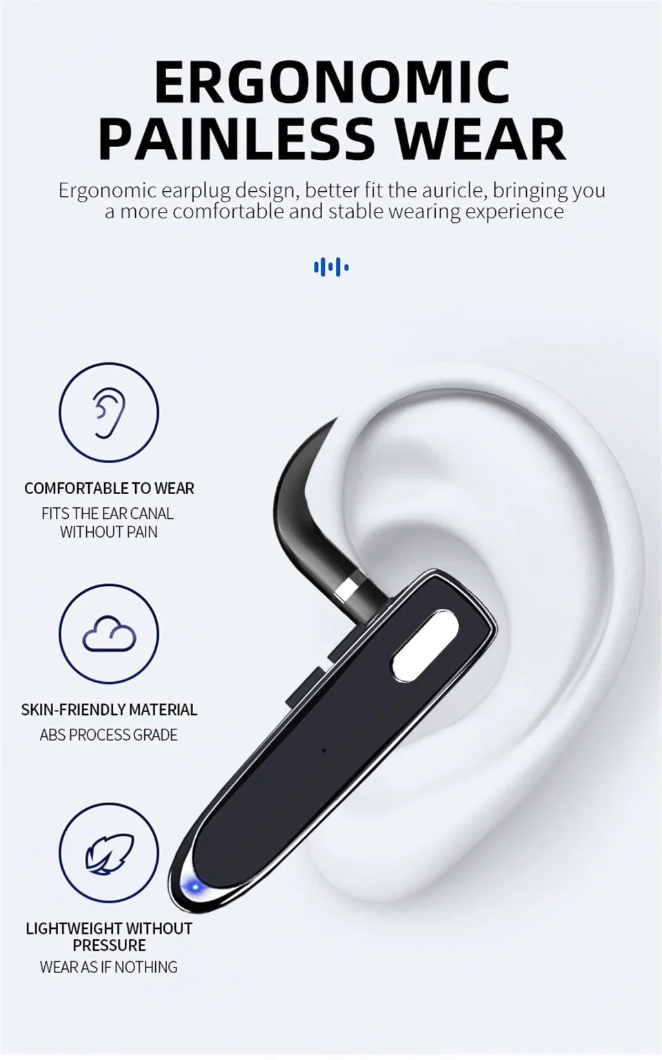 Casque sans fil Bluetooth écouteur avec microphon ENC suppression du bruit mains libres parlant casque affaires Auriculares conduite