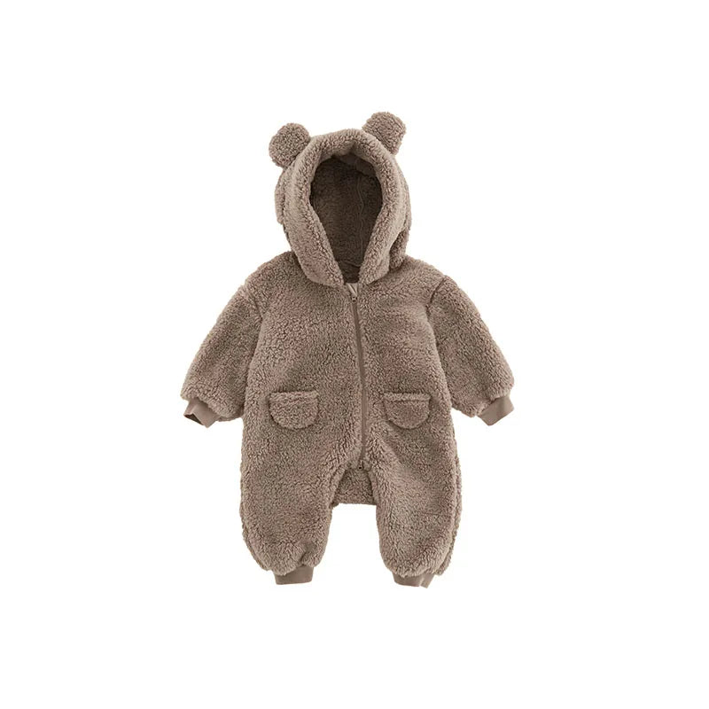 2025 combinaisons chaudes à capuche en polaire pour bébé automne hiver à manches longues barboteuses pour bébé nouveau-né garçon fille Homewear pyjamas