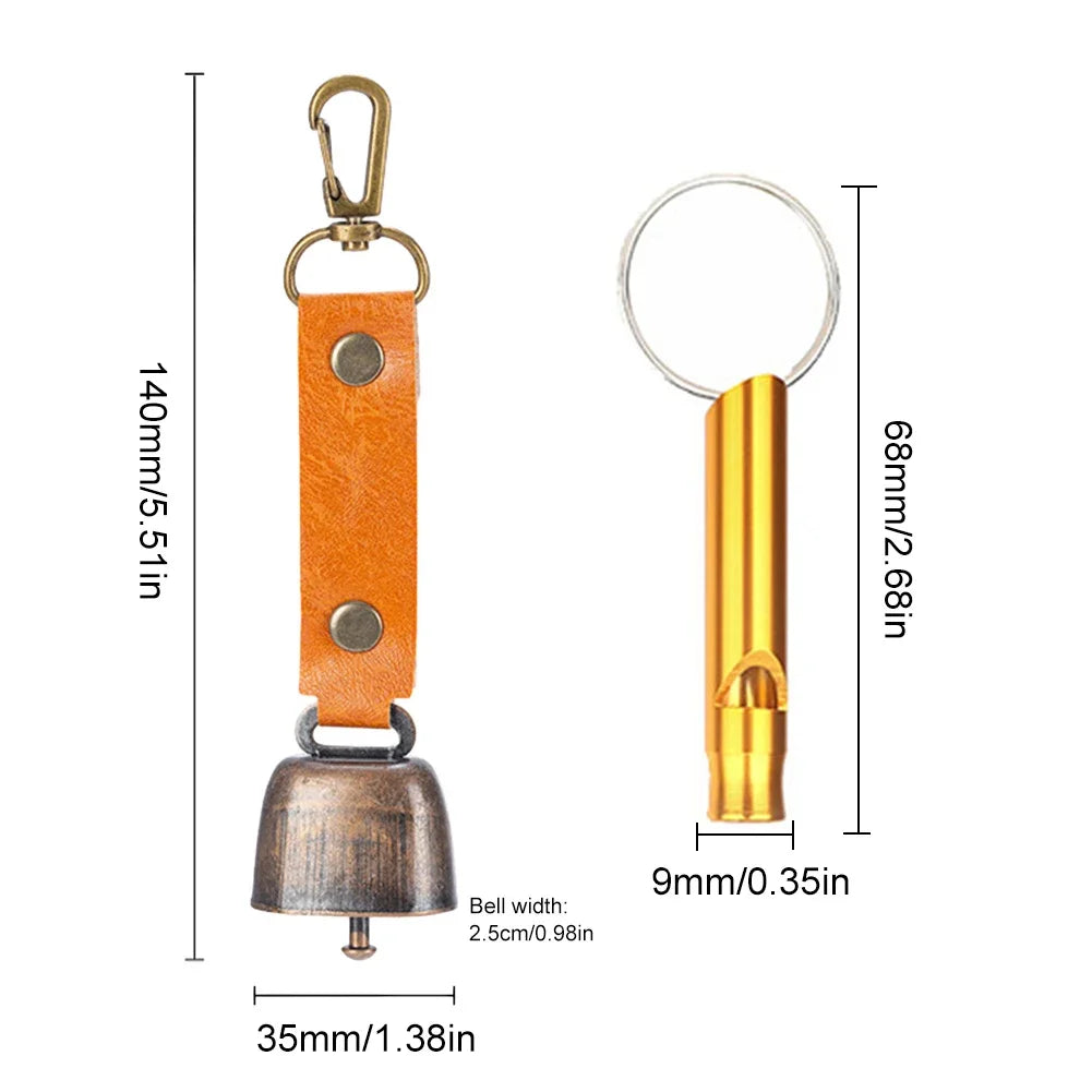 Loud bear bell with emergency whistle set, magnetic bear bell, silent repellent bell, bear bell for bear deterrence, 1-5 pieces
