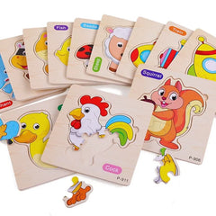 3 PCs couleur aléatoire Puzzle 3D jouets éducation précoce en bois Cartoon Animal Puzzle Puzzle infantile Puzzle Conseil jouets