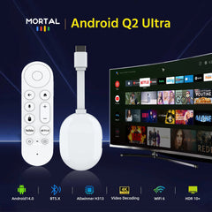 Android TV Stick Smart 4K Home cinéma Mortal Q2 ultra AllwinnerH313 Netflix YouTube Wifi6 Bluetooth Chromecast télécommande vocale