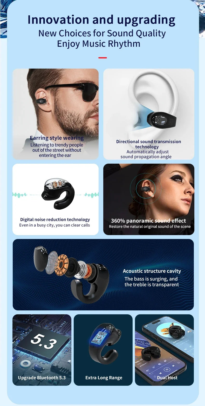 Écouteurs sans fil Bluetooth 5.3, oreillettes intra-auriculaires simples, étanches, TWS, mains libres, pour sport