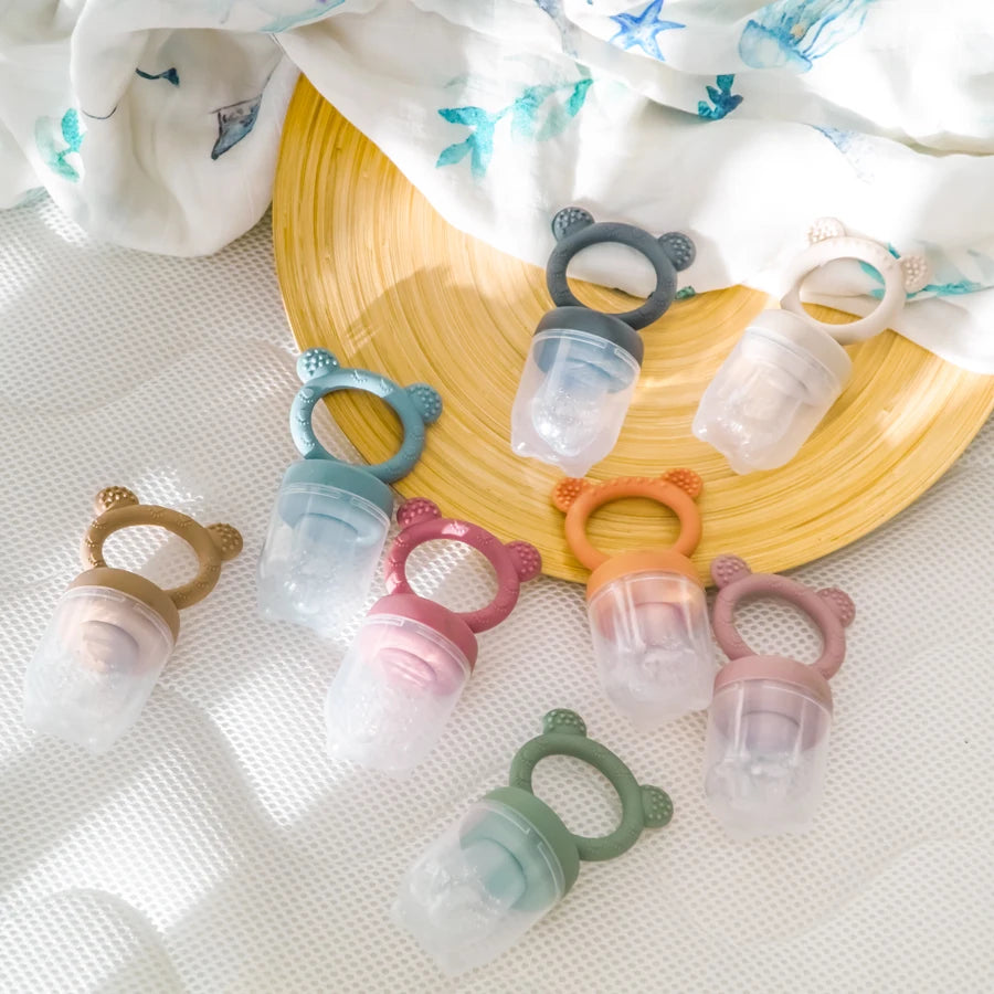 Sucette pour bébé mangeoire à fruits avec couvercle en Silicone, tétine pour nouveau-né, fruits frais, aliments, légumes, sucette d'alimentation, jouets de dentition pour bébé