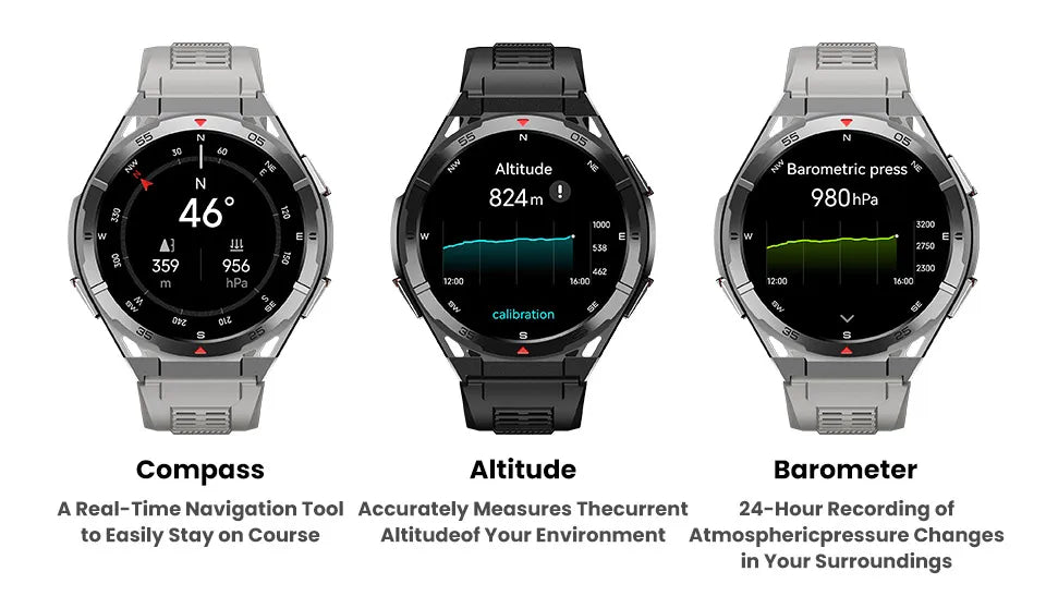 Nouvelle montre intelligente GPS sport boussole Altitude pression d'air appel de dent bleue 3ATM étanche santé AMOLED écran Smartwatch 480Mah