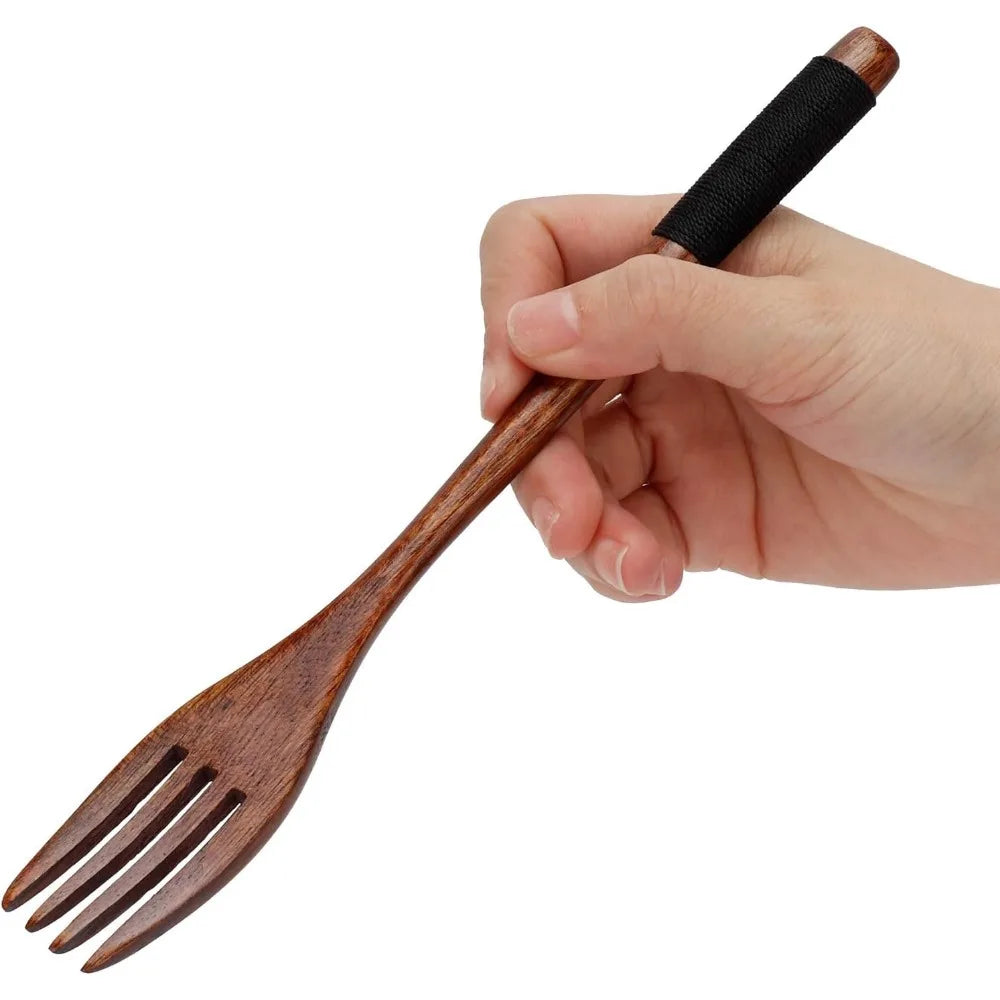 Fourchette en bois bambou, ustensile de cuisine, ustensile de cuisine, Ustensiles de cuisine pour dessert, Fourchette à salade Cadeau ménager, Couverts de reine japonais