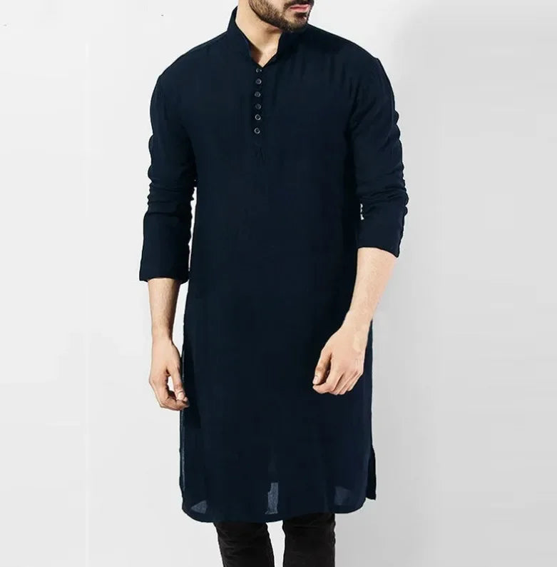 Abaya-Robe à manches longues pour hommes, chemise islamique, caftan élégant, pakistanais, vêtements indiens, Eid musulman, S-5XL