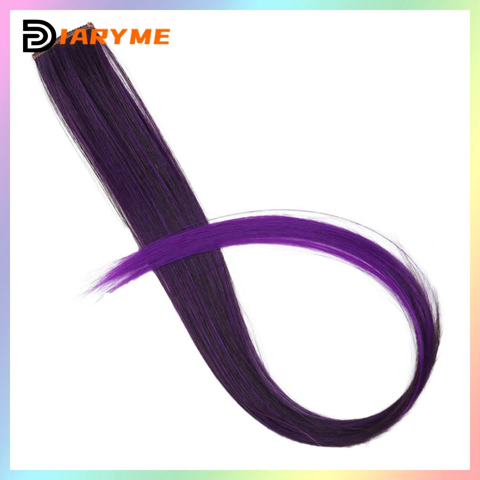 Colorful curly synthetic hair extensions for girls, long clip-in hairpiece, multicolored party strands, wig piece, for women and children