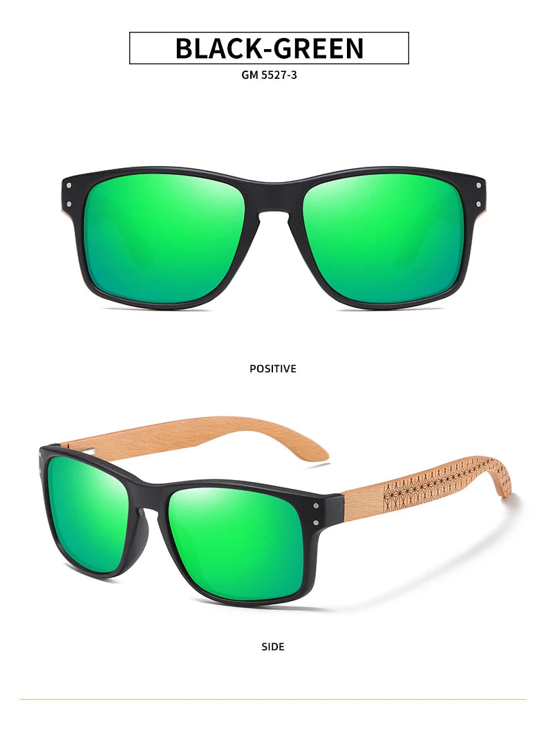 XSW-Lunettes de soleil polarisées faites à la main en bois de hêtre pour hommes, lunettes de soleil de conduite en plein air, charnière renforcée, design de marque, 5527