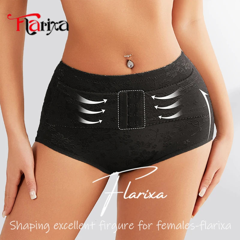Flarixa dentelle taille formateur ventre contrôle culotte de sous-vêtements femmes bas Abdomen corps Shaper slips avec crochets respirant hanche ascenseur