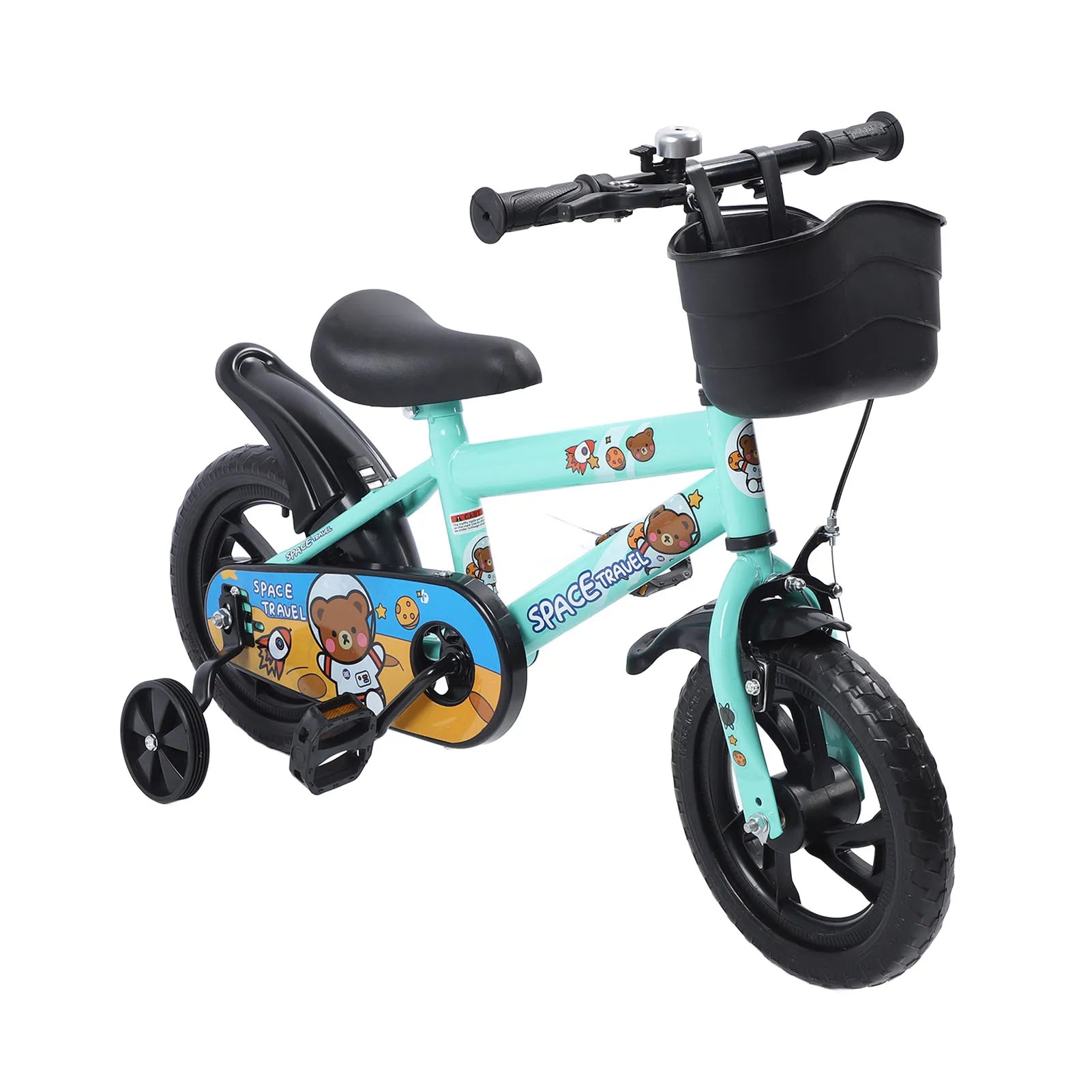 12-inch children's bicycle, stable ride, high-carbon steel frame, baby bike with training wheels for children aged 2 to 6 years