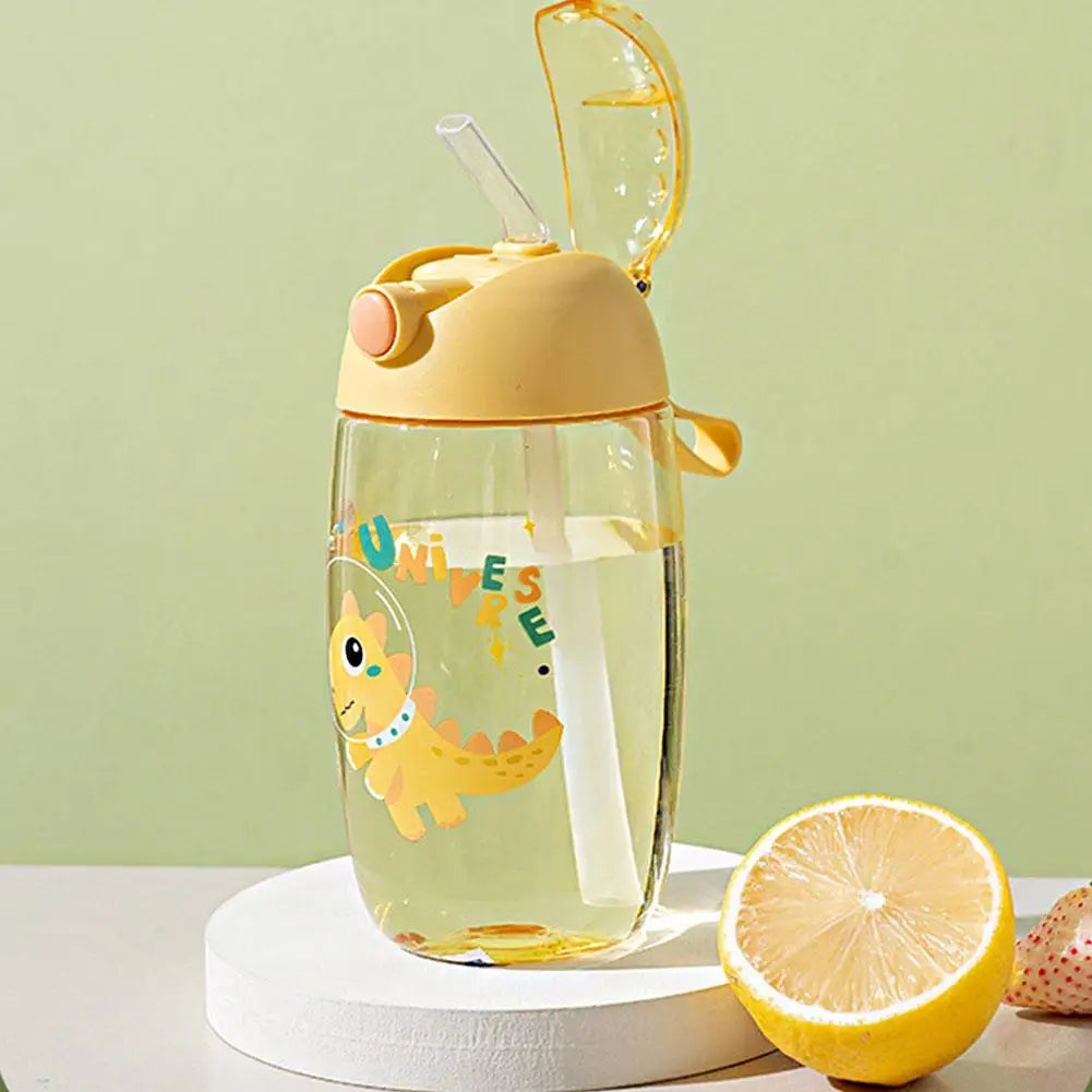 Bouteille d'eau dinosaure pour enfants avec paille en silicone, bouteille d'eau en plastique, tasse d'été pour enfants, 500ml