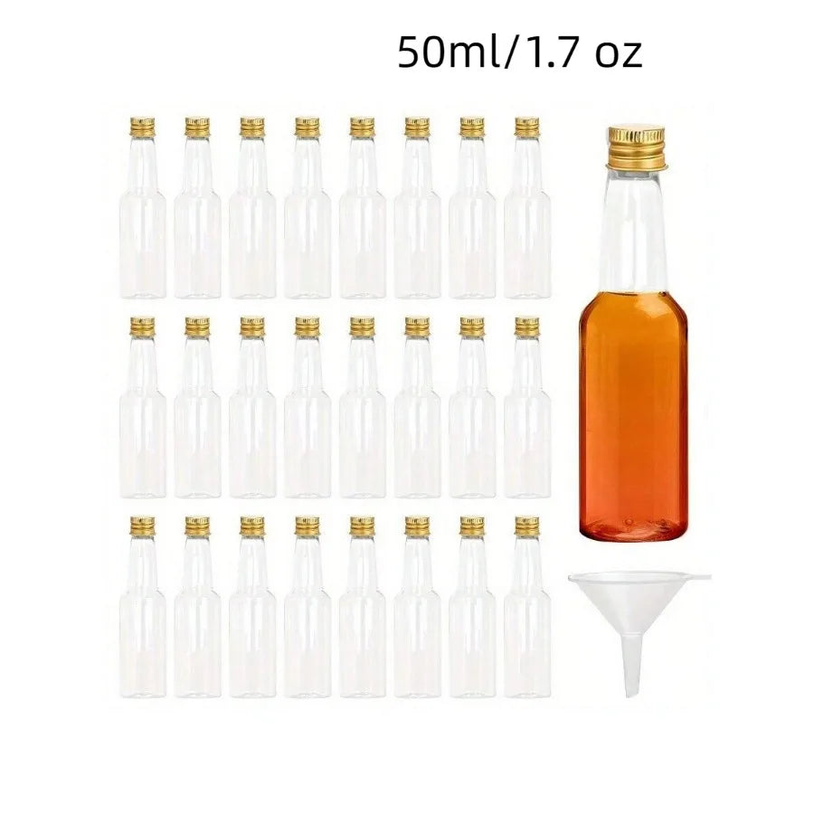 30 pièces, 25/50/100/150mlMini bouteilles d'alcool, bouteilles d'esprit vides en plastique réutilisables pour réception-cadeau pour bébé, mariages, fêtes de mariée