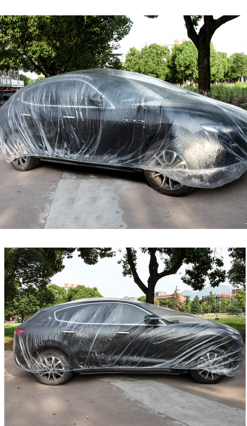Housse de protection jetable pour vêtements de voiture, protection solaire GM, anti-pluie et anti-poussière, couverture complète simple en plastique transparent