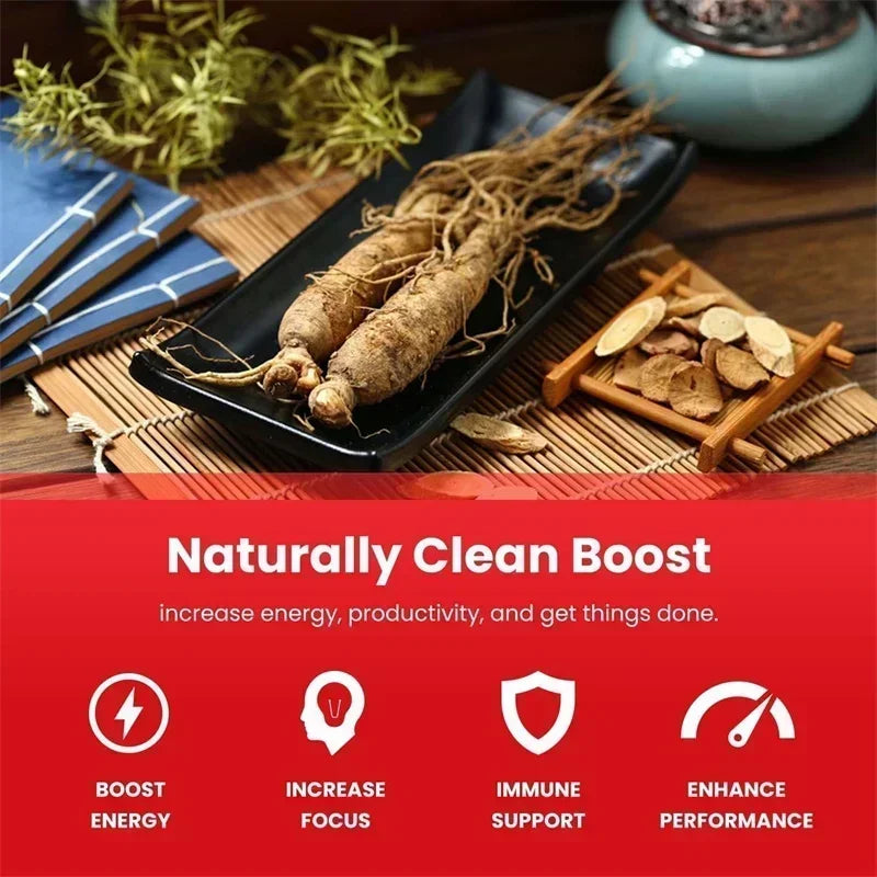 Supplément coréen au ginseng rouge – Soutient la santé globale, augmente la production énergétique, soulage le stress – 120 pièces