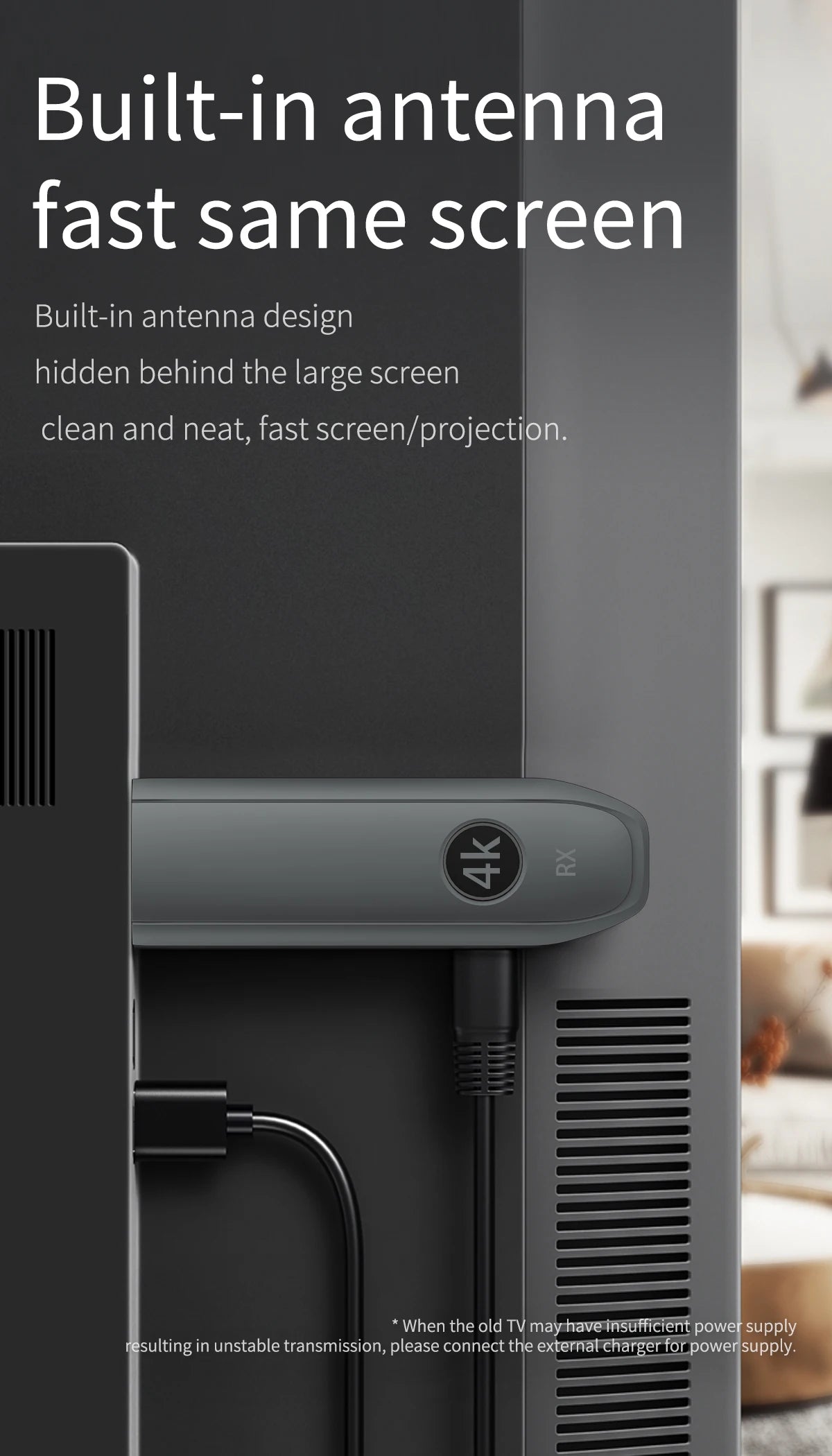 Émetteur et récepteur HDMI sans fil, entrée de décodage 4K, sortie 4K @ 30Hz, Plug & Play à latence ultra-faible pour les jeux, le cinéma maison