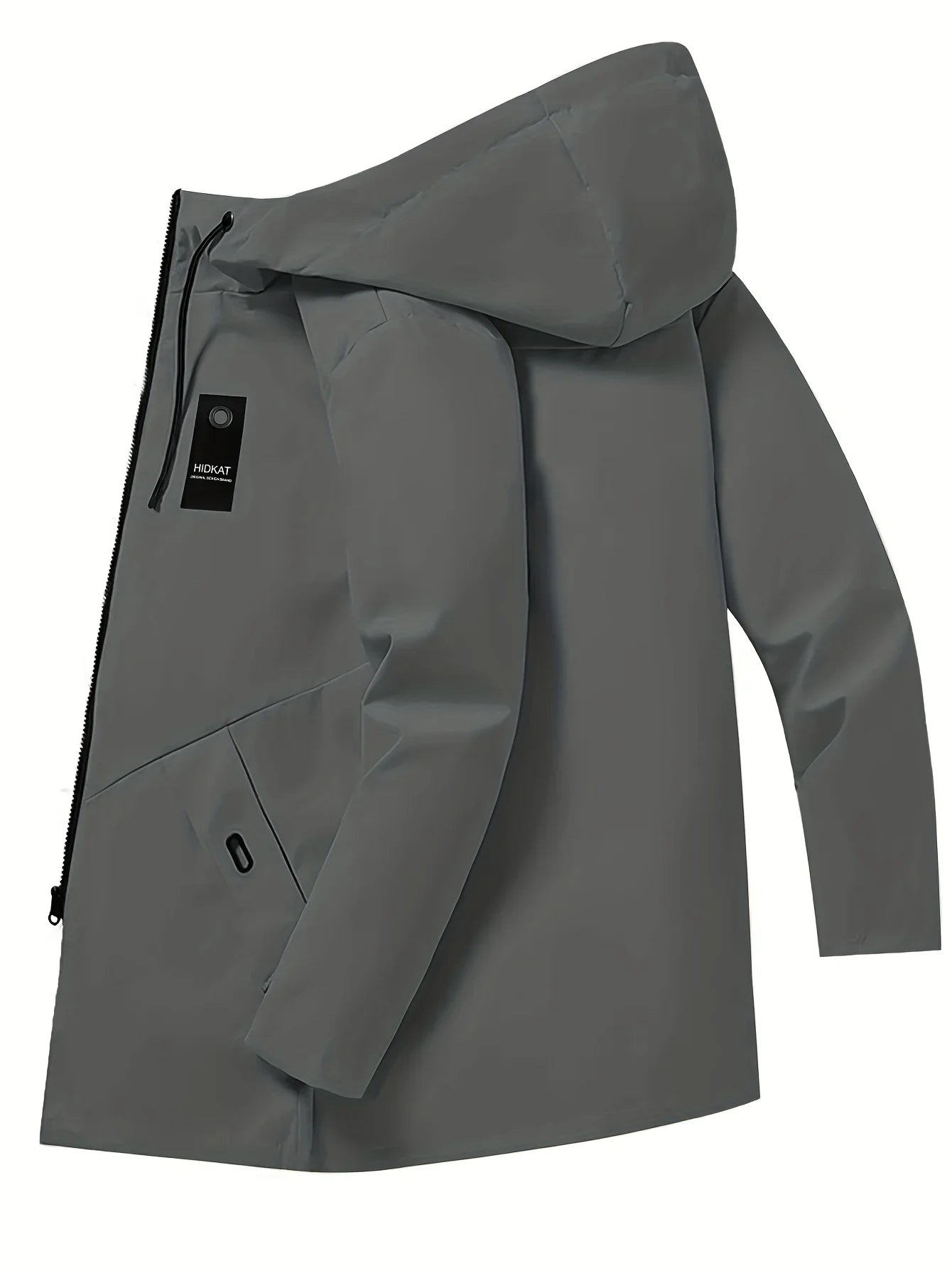 Men's fashionable casual jacket with hood and drawstring, solid color, suitable for spring and autumn casual wear
