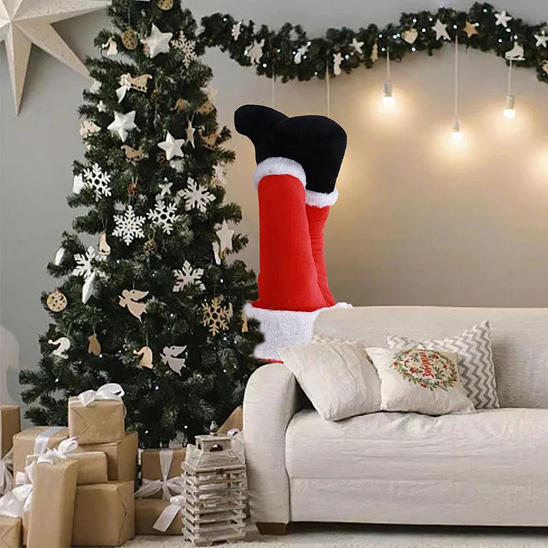 Décoration d'arbre de noël, jambes de père noël, décor de porte en peluche, jambe d'elfe du père noël, décor de noël pour la maison, ornements suspendus 2024