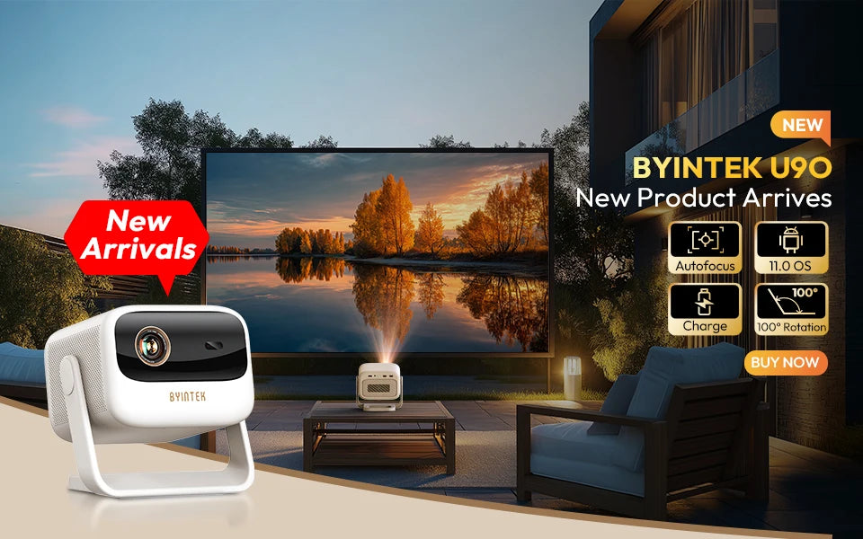 BYINTEK R90 Max Full HD 1080P projecteur 4K DLP 2200 ANSI Lumens Android TV 11.0 3D 4K pris en charge projecteur de cinéma maison intelligent