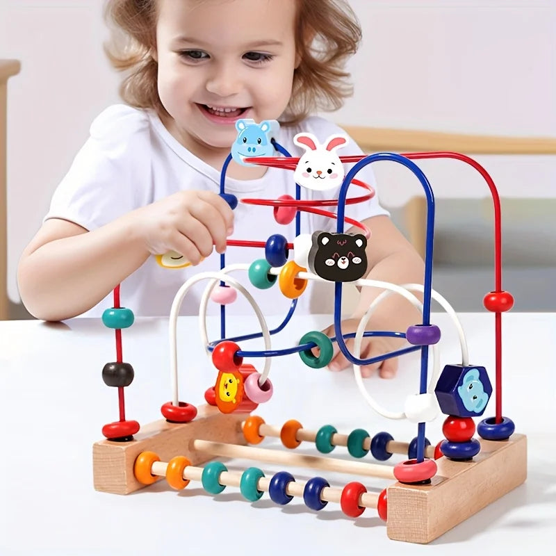 Blocs de construction d'intelligence pour bébés et tout-petits, jouets en bois avec perles, jouets à portée d'attention pour garçons et filles de 1 à 3 ans