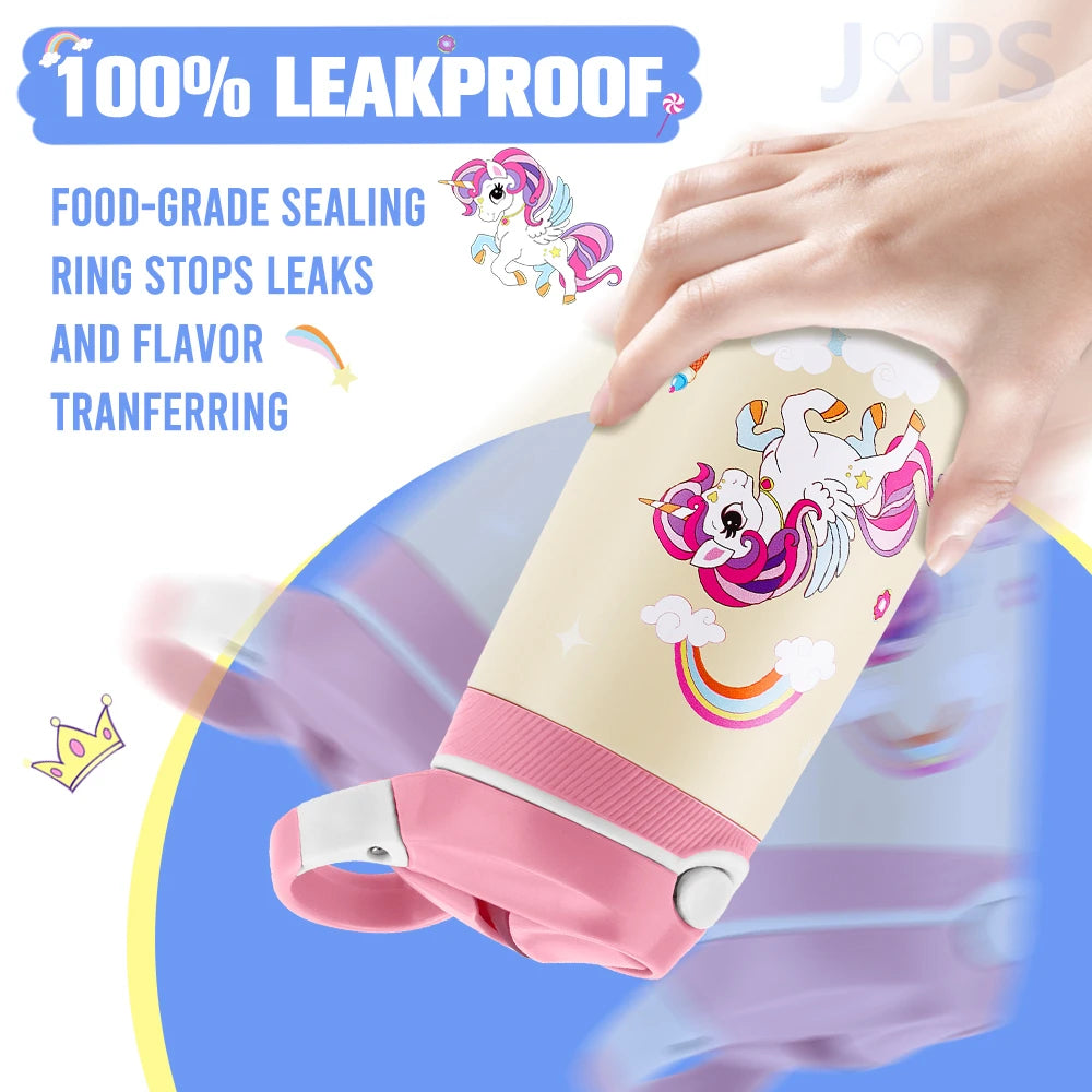400ML enfants bouteille d'eau dessin animé Animal tasse pour enfants avec paille en acier inoxydable flaques sous vide bouteille Thermos tasse thermique tasses