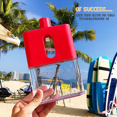 Bouteille d'eau plate en plastique de voyage sans BPA 500ml A6 A5, en papier, pour l'extérieur, avec coussin Portable