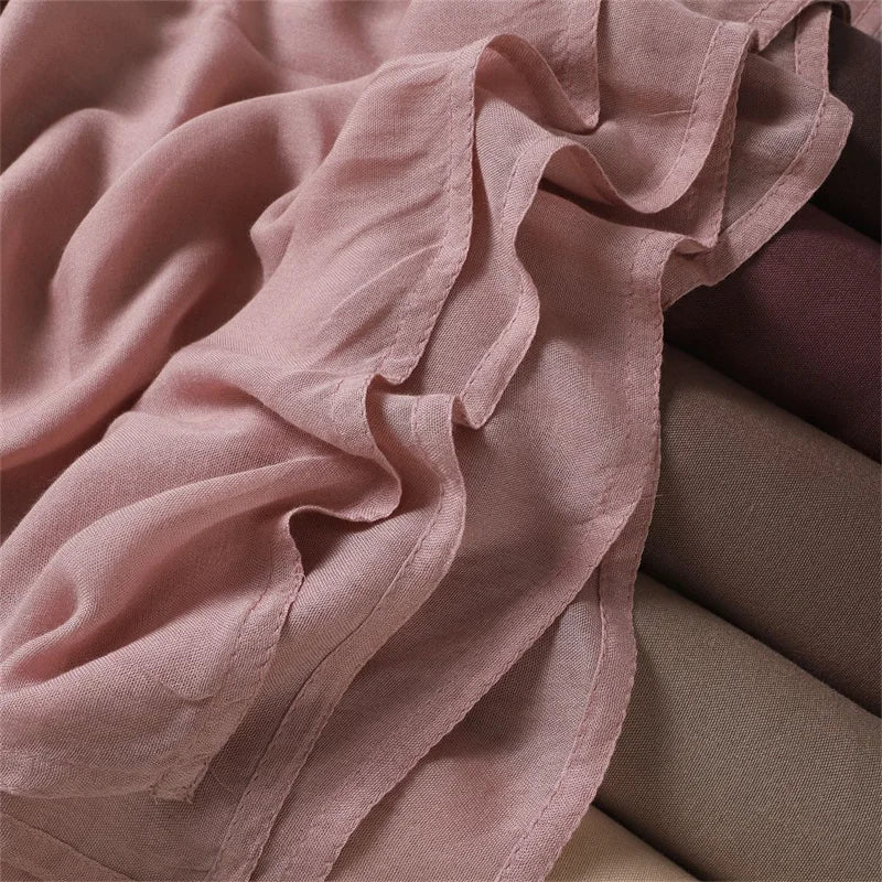 Ramadan Solid Color Plus Size Cotton Rayon Hijab Scarf Women's Muslim Headscarf Wraps Shawls Muslim Women's Headband Islamic Turban