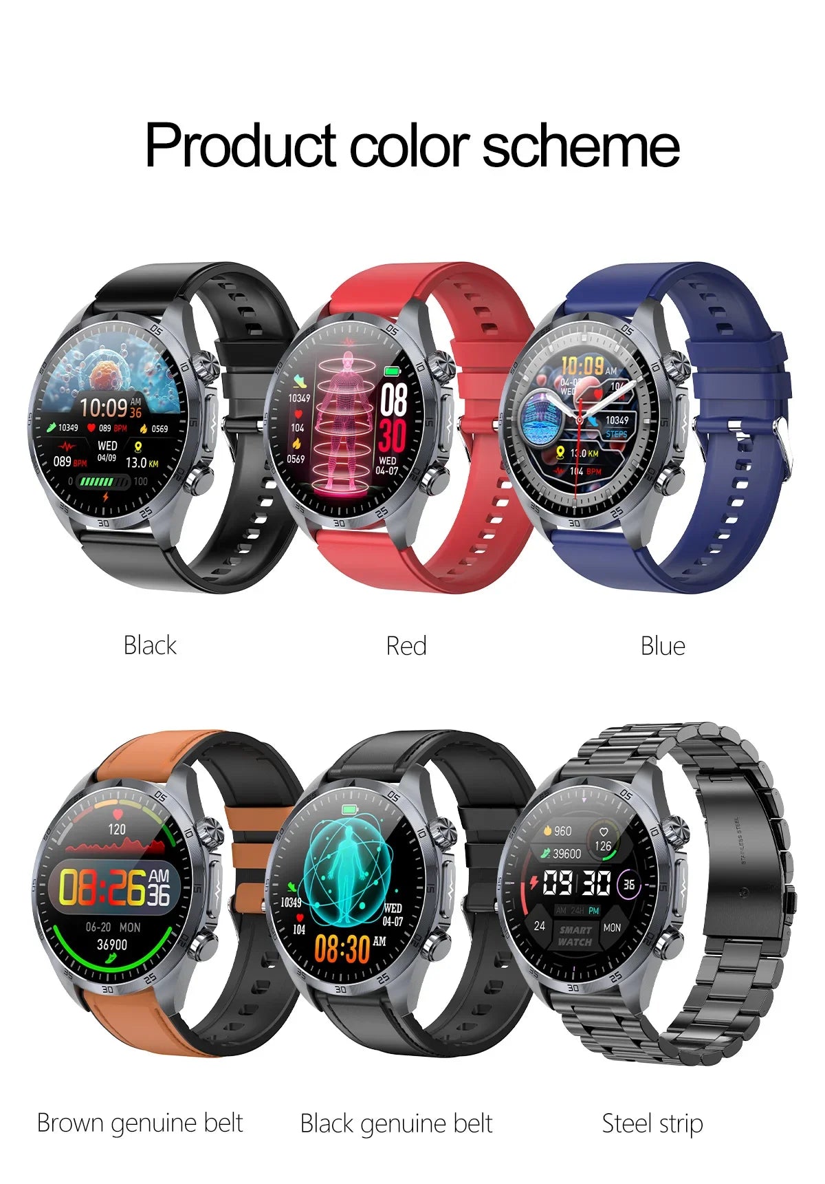2025 nouvelle montre intelligente hommes pour huawei pression artérielle santé montre CES sommeil pulsé thérapeutique acide urique lipides sanguins graisse corporelle