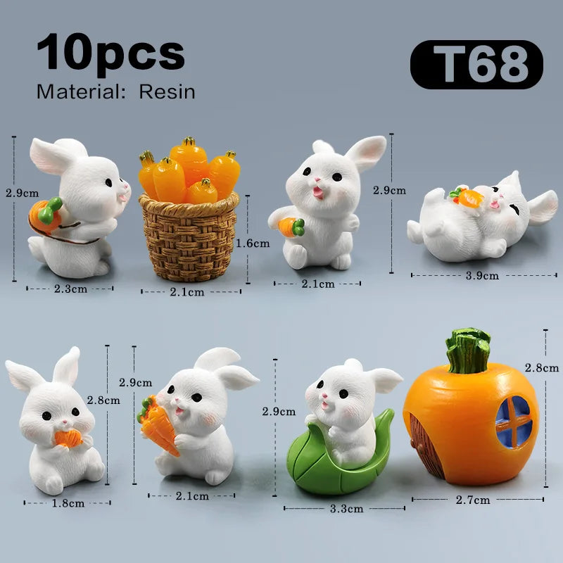 Figurine de lapin de pâques de noël, bricolage, paysage, maison, Kawaii, décor de chambre Miniature, accessoires de décoration de jardin féerique, moderne, 2025