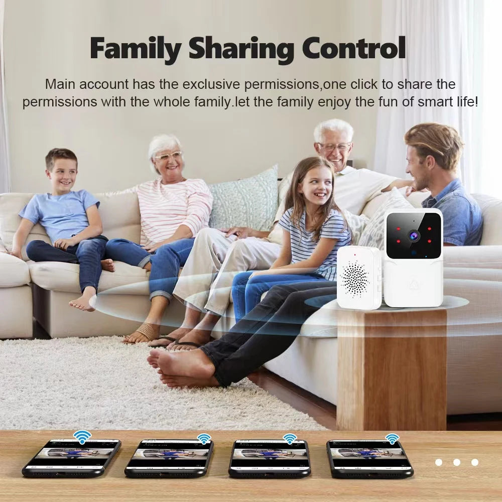 Sonnette vidéo WiFi sans fil pour téléphone, système d'interphone bidirectionnel, Vision nocturne IR, sonnette de sécurité pour maison intelligente, moniteur de caméra