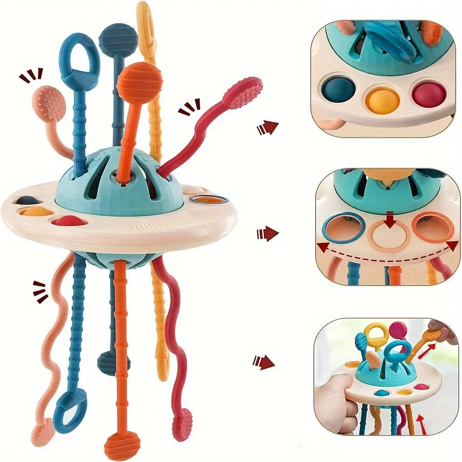 Jouets sensoriels Montessori pour tout-petits de 6 à 18 mois, jouet d'activité UFO en Silicone de qualité alimentaire, jouets de voyage Fidget