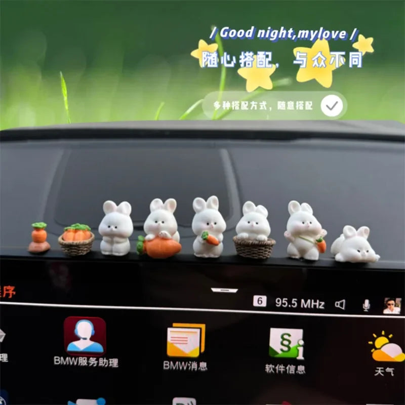 Accessoires d'intérieur de voiture, décorations de console centrale de voiture, accessoires de voiture de lapin mignon, accessoires de véhicule électrique