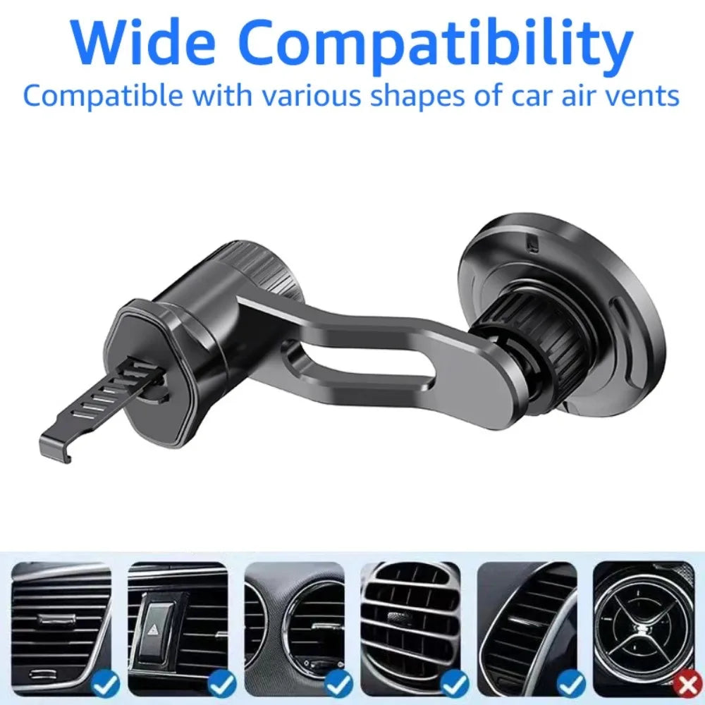 Support de téléphone magnétique pour voiture, Magsafe avec bras arc-en-ciel, aimant de bain universel, sorties d'air de voiture, support de téléphone portable