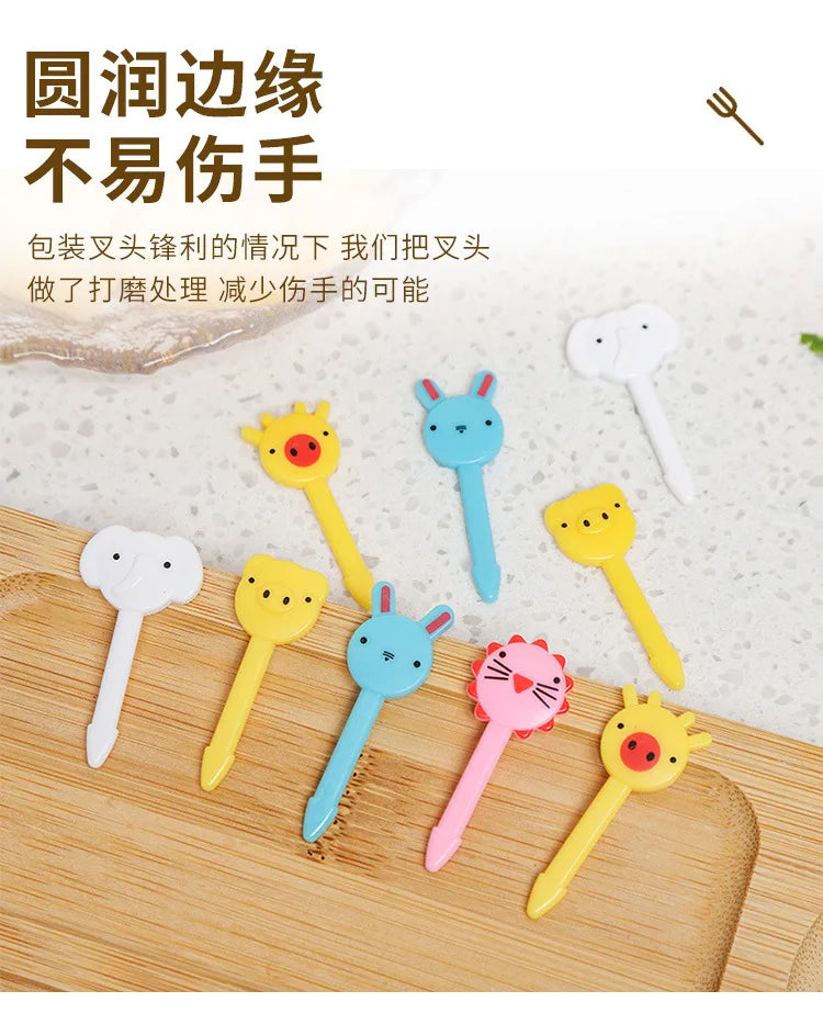 40 pièces fourchette à fruits dessin animé enfants gâteau cure-dents à fruits Mini fourchette à animaux en plastique de qualité alimentaire Bento déjeuner Bento accessoires décor de fête
