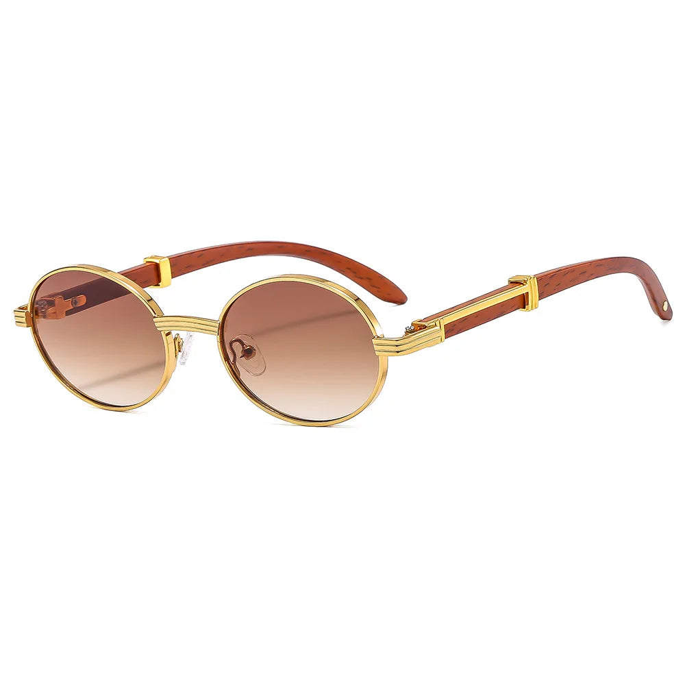 Lunettes de soleil rétro Imitation Grain de bois pour hommes et femmes, ovales, tendance, Protection Uv, nouvelle collection