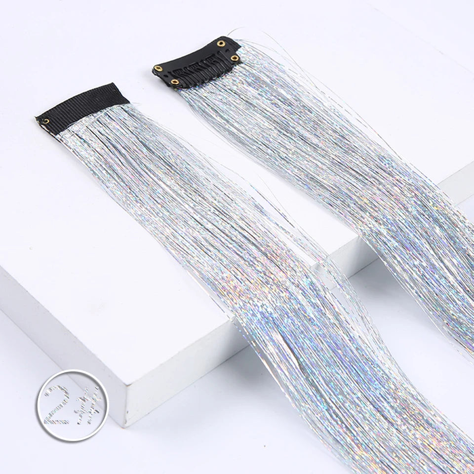 Colorful curly synthetic hair extensions for girls, long clip-in hairpiece, multicolored party strands, wig piece, for women and children