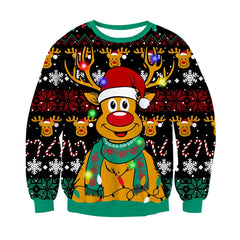 Sweat-shirt de noël en forme de renne du père noël pour hommes et femmes, pull à manches longues, nouvel an, fête de Festival, col rond