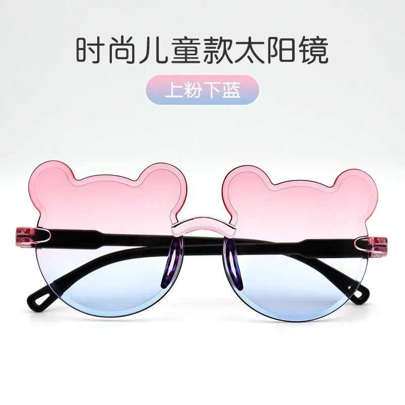 Lunettes de soleil pour enfants en forme d'ours lunettes pour enfants dessin animé sans monture UV400 lunettes pour enfants en plein air Anti-éblouissement filles garçons lunettes de soleil