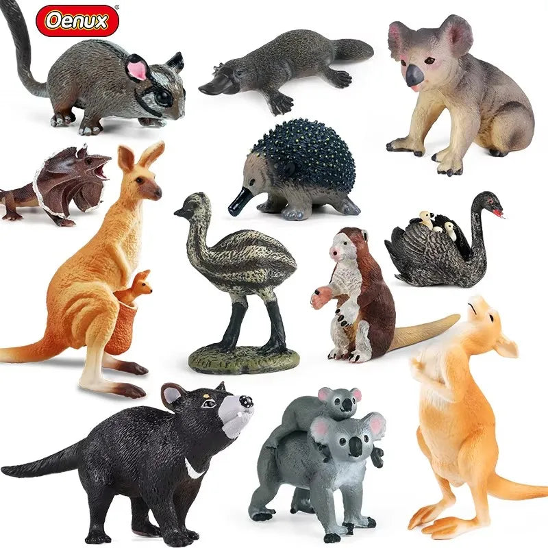 Classic Australian Wild Animals Kangaroos Koala Platypus Tasmanian Devil Echidna Cassowary Model Figurine Toy Child Gift