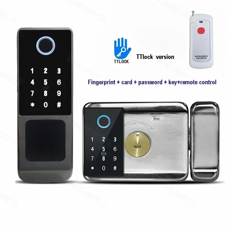 Serrure de porte intelligente électronique sans clé, serrure à empreintes digitales, étanche, Tuya, télécommande WiFi, Bluetooth, carte d'application TTLock, code numérique