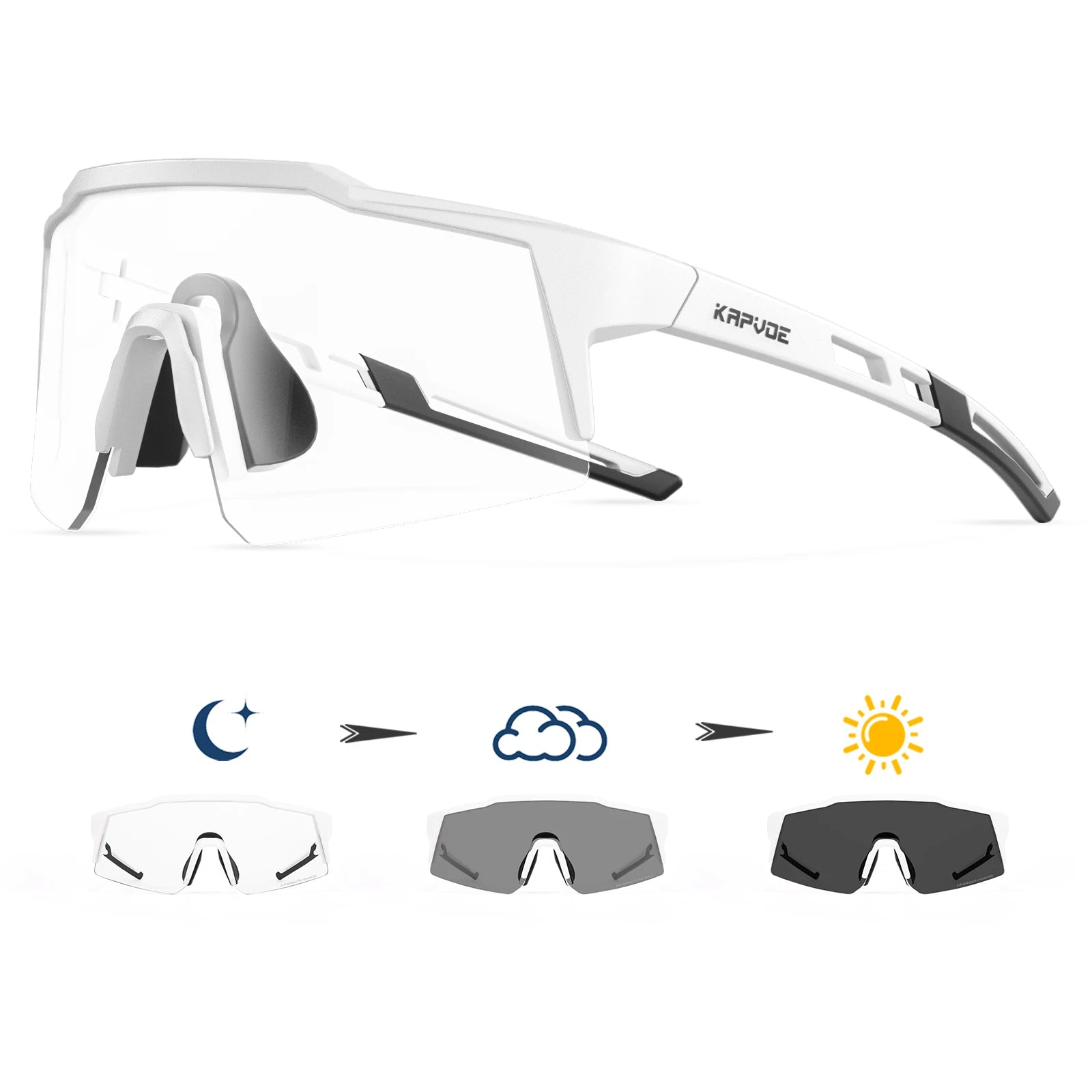 Kapvoe-Lunettes de soleil photochromiques pour enfants, lunettes de vélo de sport, lunettes de vélo d'extérieur pour garçons et filles, lunettes pour adolescents, UV400