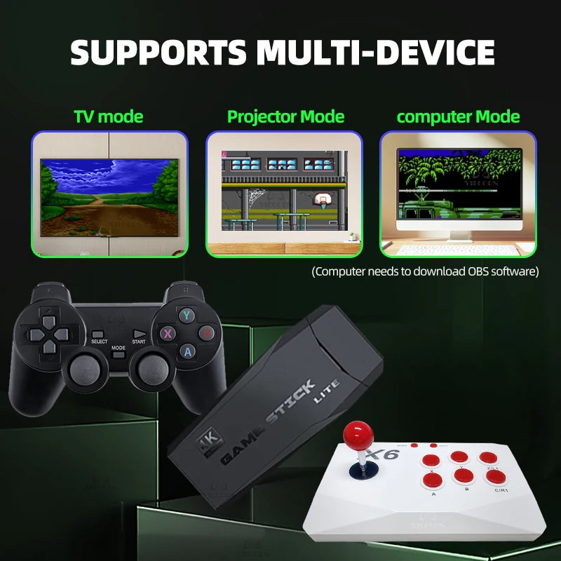 4K HD Arcade Video Game Console, Retro Gaming Stick for MAME FBA PS1 Arcade Emulator with Dual Joysticks