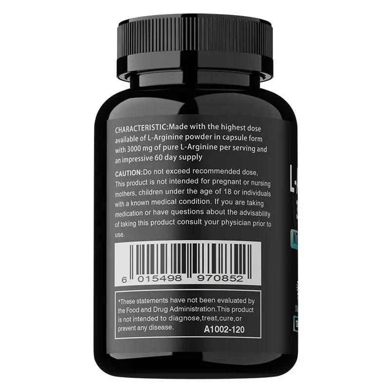 Capsules L-Arginine – Améliore l'énergie, l'endurance, les performances, soutient la croissance musculaire, améliore la circulation sanguine, le système immunitaire