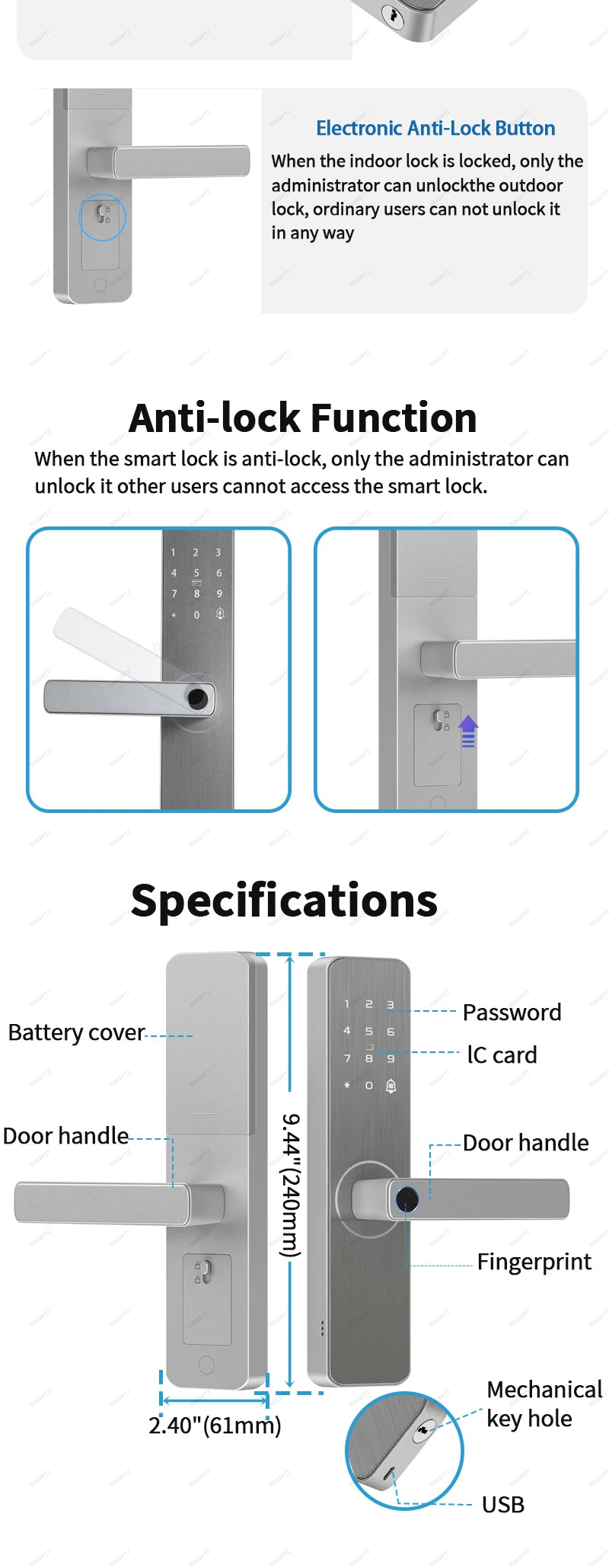 Serrure de porte intelligente pour maison et appartement, caméra d'Arabie Saoudite, WiFi