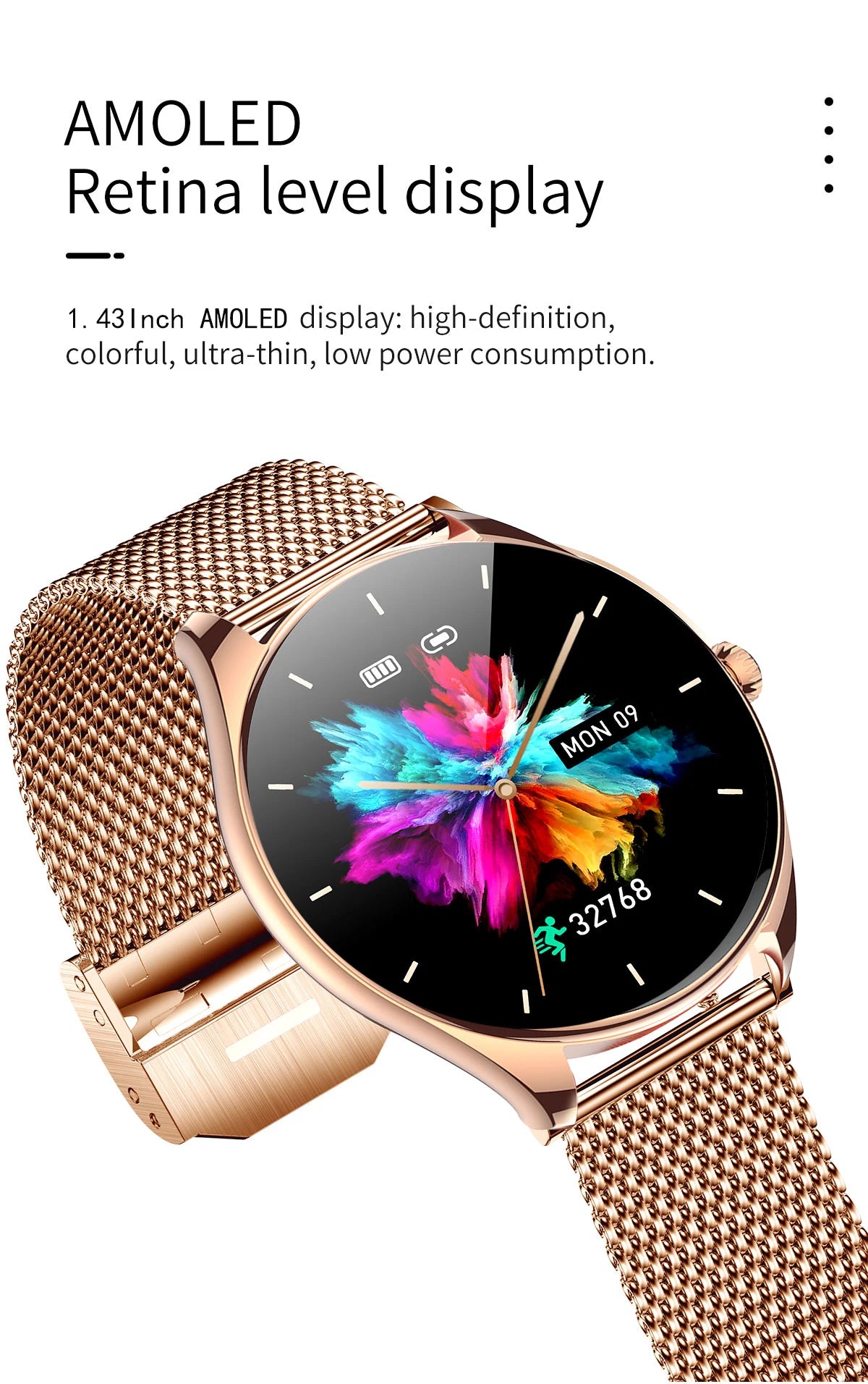 Montre connectée Utral mince pour femmes, écran AMOLED HD de 1.43 pouces, appel Bluetooth, traceur multi-sport, lecteur de musique, chargement USB, nouveauté 2025