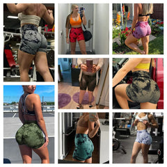 Short de Yoga Tie-Dye pour femmes, short de sport à haute élasticité, Push Up, course à pied, entraînement, Fitness, Leggings de sport courts pour femmes