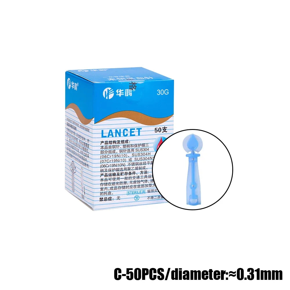 Stylo lancettes stériles, 50 pièces, aiguilles jetables, mesure du sucre dans le sang, stylo de Test, accessoires médicaux pour le Test du diabète