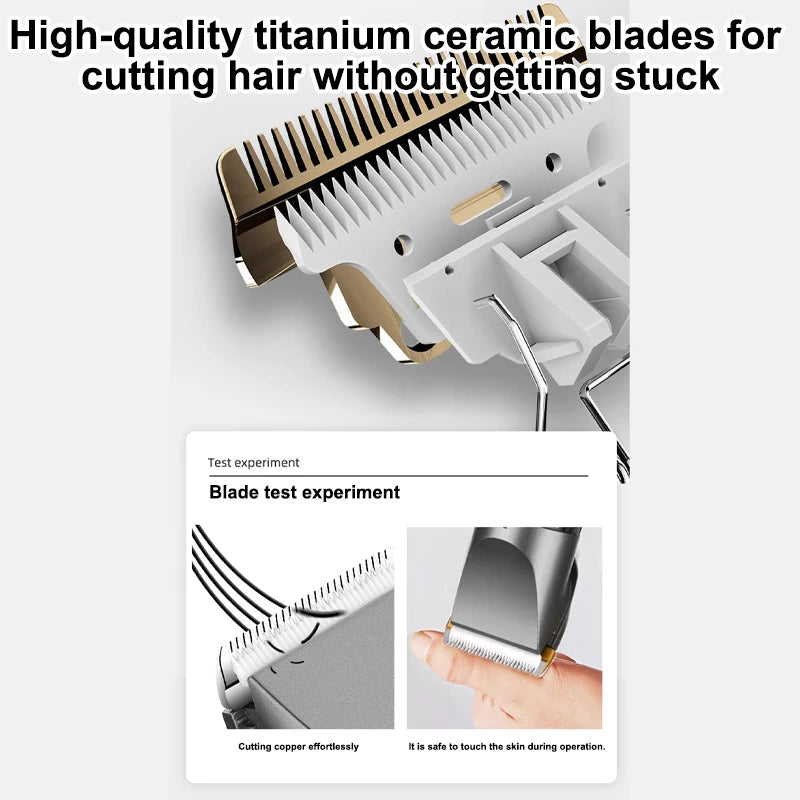 Professional electric hair clipper for men, ceramic blade, low noise home trimmer, USB charger, men's hair cutting tools