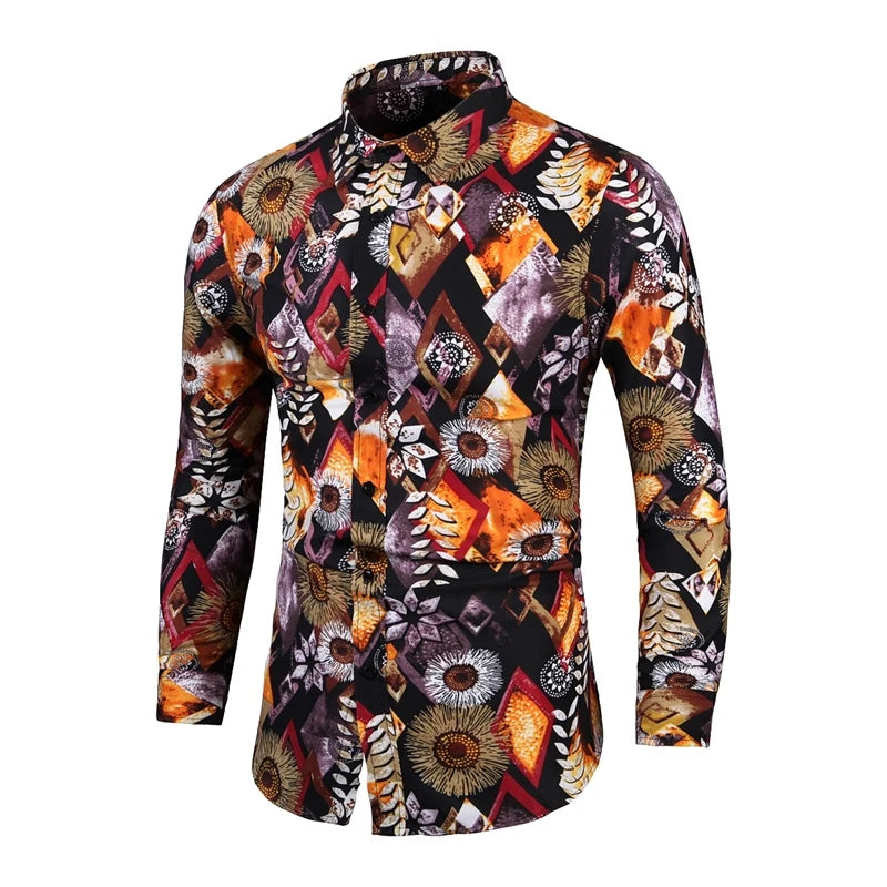 Chemise Slim Zones Me pour hommes, tenues florales, streetwear vintage, style chinois, chemises provoqué à manches longues, chemisiers pour hommes, 2022