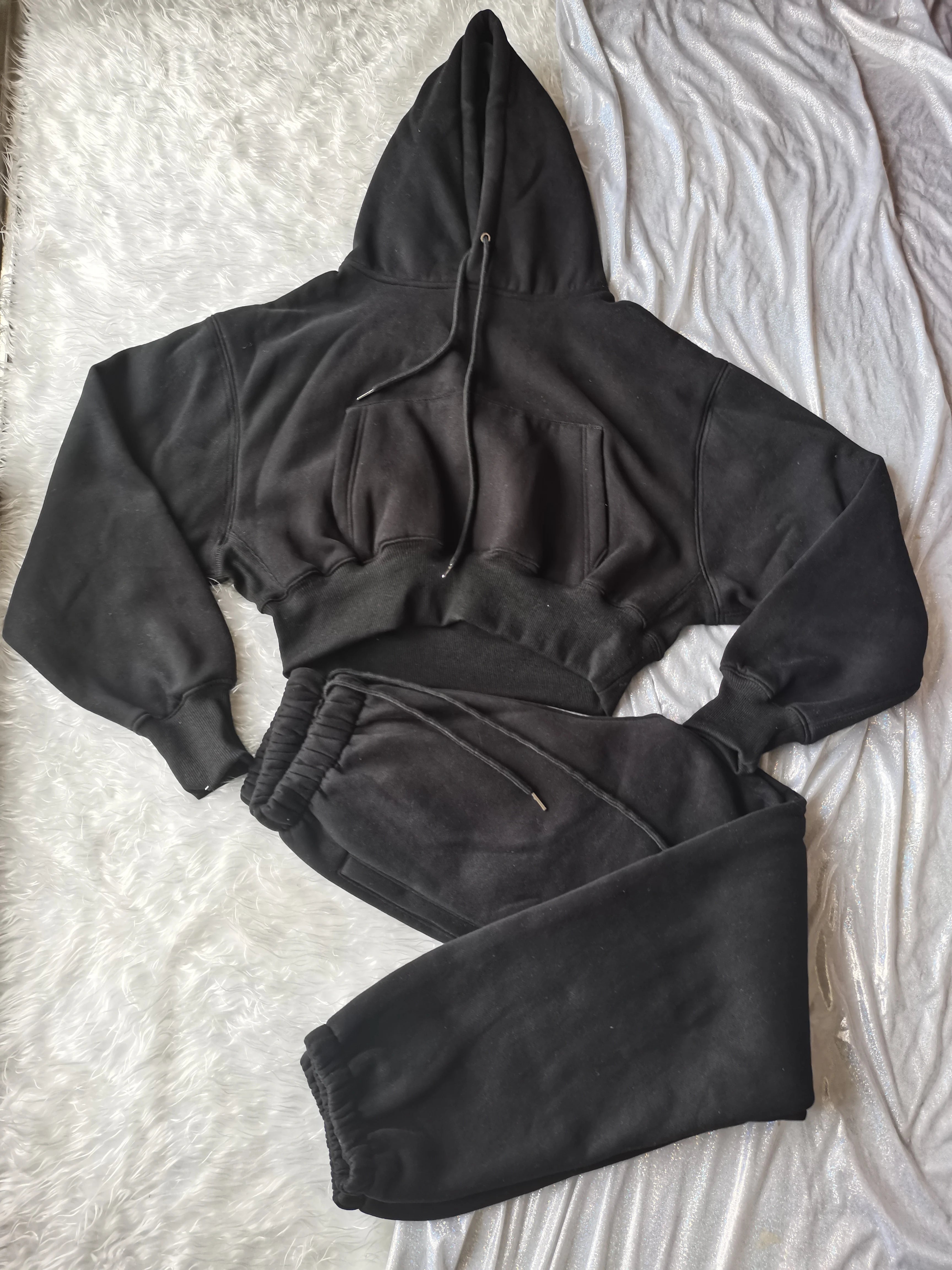 Sweat à capuche Smile avec pantalon de jogging pour femme, ensemble 2 pièces, tenue de sport décontractée, survêtement monochrome, imbibé de sueur, vente en gros, automne et hiver