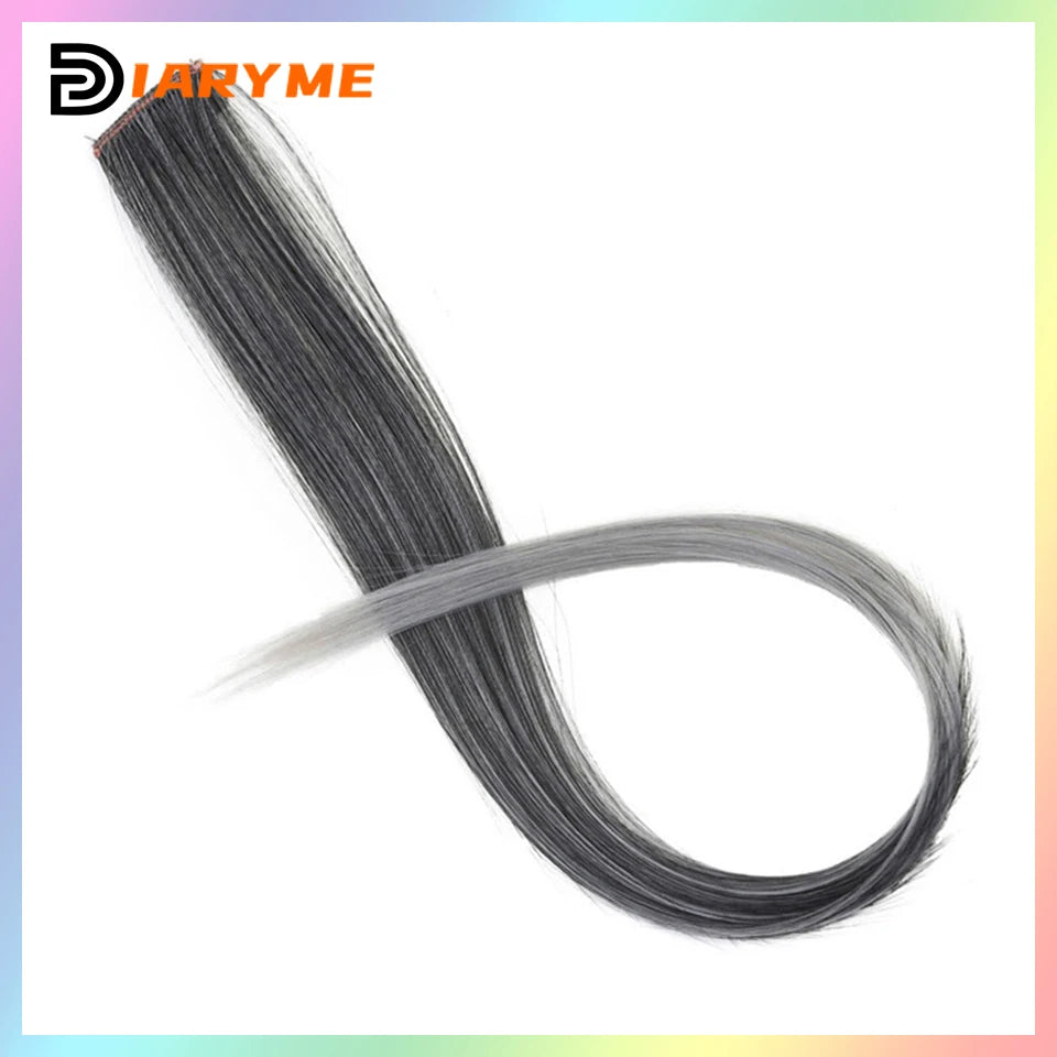 Colorful curly synthetic hair extensions for girls, long clip-in hairpiece, multicolored party strands, wig piece, for women and children